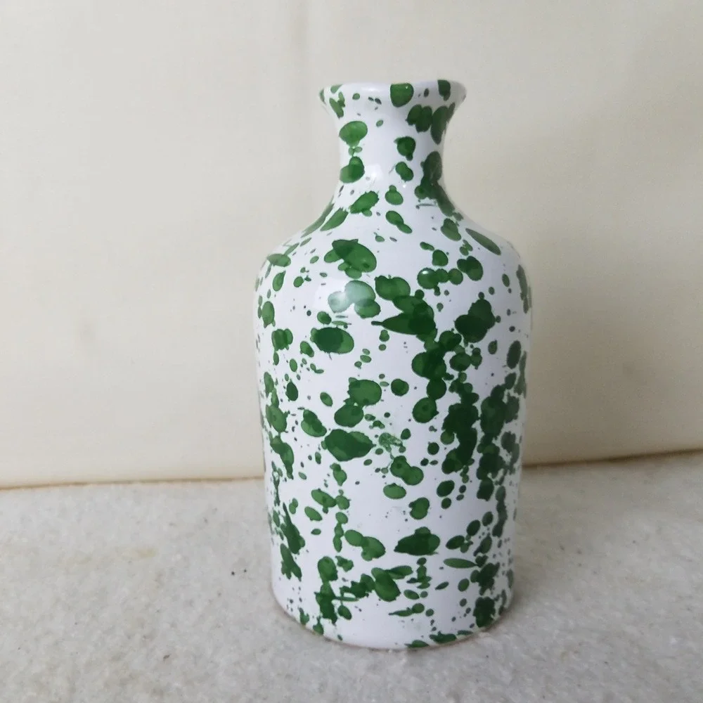 Green Splatter bud Vase Jug‎ with Handle Decorative Ceramic Pitcher country